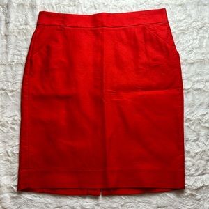 J. Crew red cotton pencil skirt, size 12